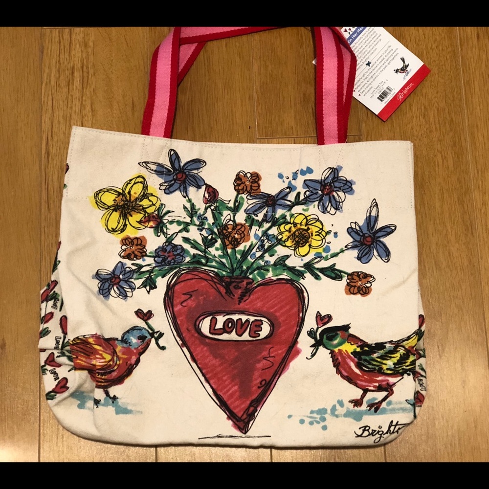 Brighton Love Tweet Canvas Tote Bag NWT
